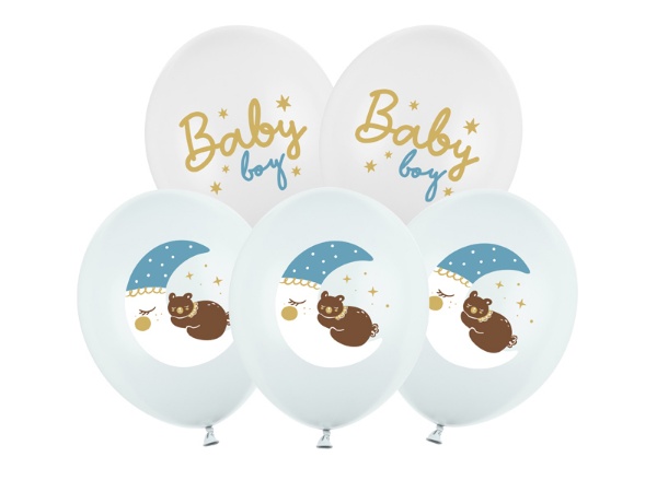 Latexové balonky spící medvídek - Baby boy 30 cm - 6 ks