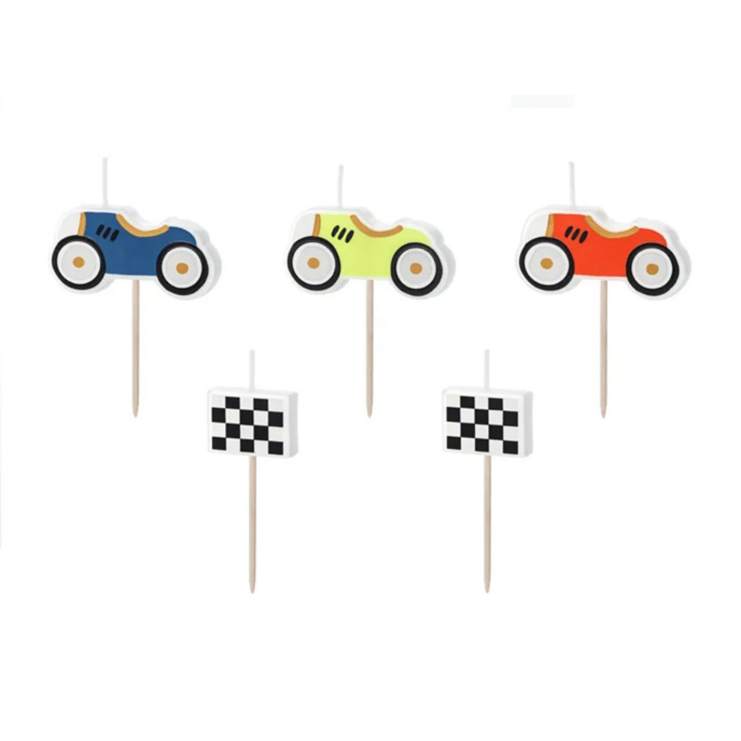 Svíčky závodní auta 5 ks, 2 - 3 cm