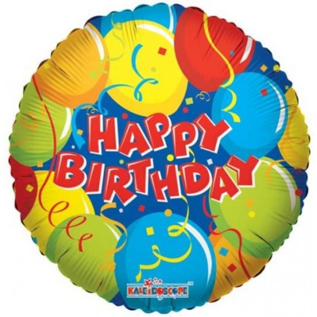 Obrázok z Fóliový balónik Happy Birthday - konfety a serpentíny 46 cm