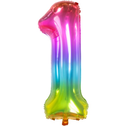 Obrázek Foliová číslice - duhová průhledná 1 - 86 cm   