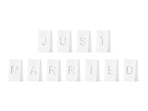 Levně Papírové dekorační pytlíčky - Just Married