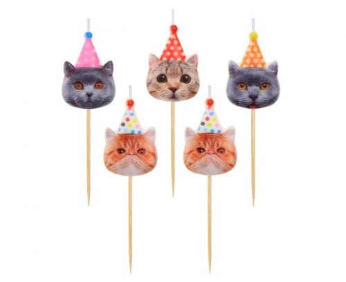 Levně Dortové svíčky - Party Cats 5 ks
