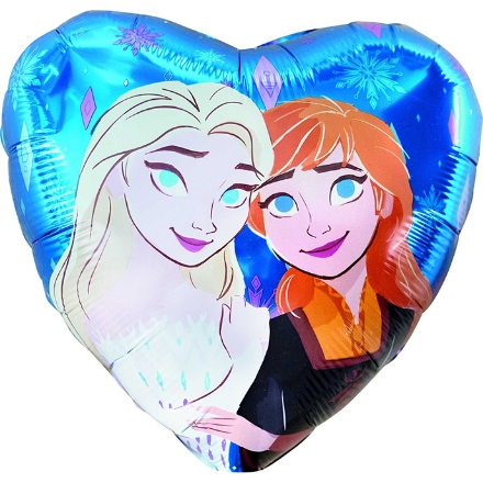 Picture of Heart-shaped Foil Balloon Frozen Anna and Elsa 45 cm, unpackaged