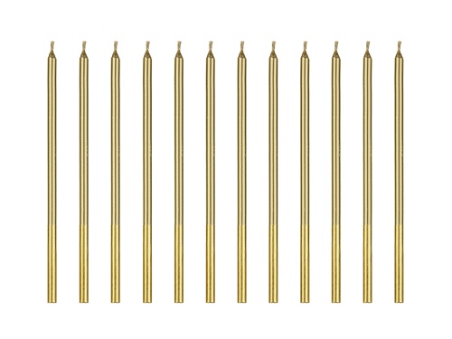 Levně Svíčky zlaté 14 cm, 12 ks - Party Deco