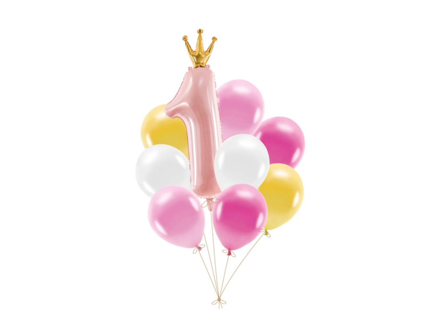 Sada balonků 1. narozeniny - Růžová 9 ks