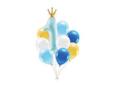 Obrázek Sada balonků 1. narozeniny - Modrá 9 ks