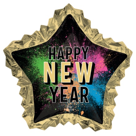 Obrázek Foliový balonek hvězda Happy New Year - Glow color 86 cm x 81 cm