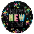 Picture of Foliový balonek kulatý Happy New Year - neonové hvězdy 45 cm