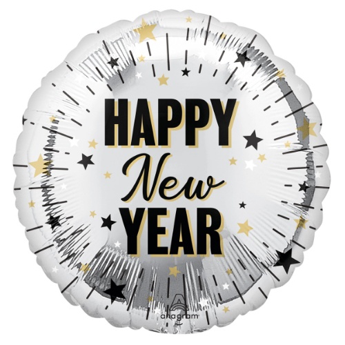 Levně Foliový balonek kulatý Happy New Year - Elegant 45 cm