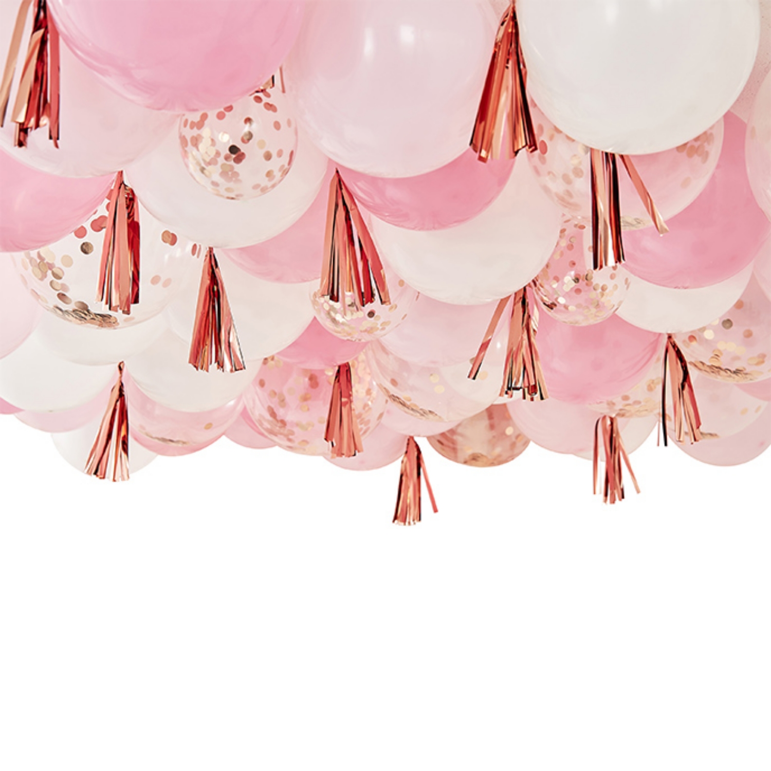 Sada na balonkový strop - Pink Blush se střapci 160 ks