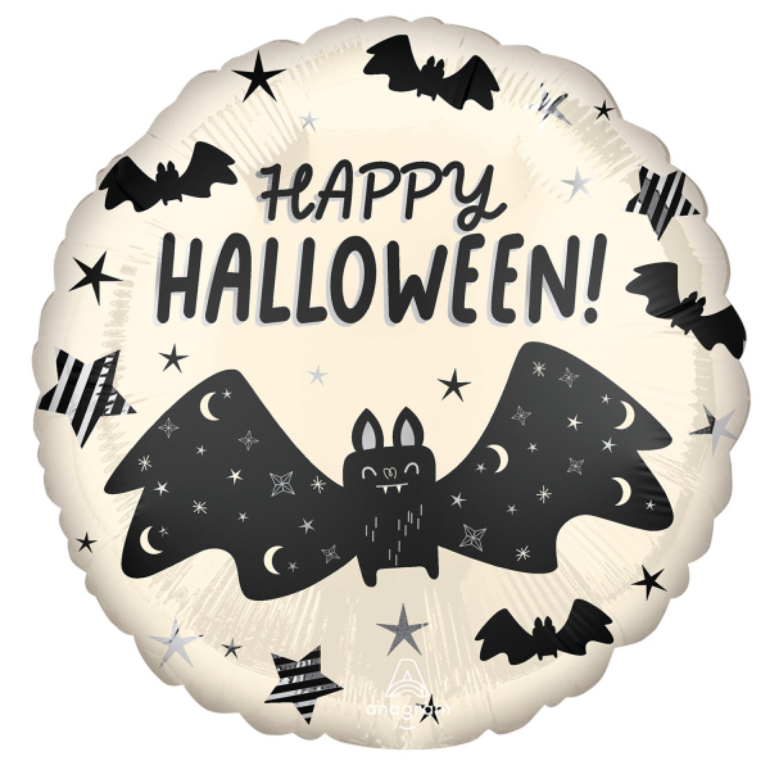 Foliový balonek Satin - netopýři Happy Halloween - 43 cm