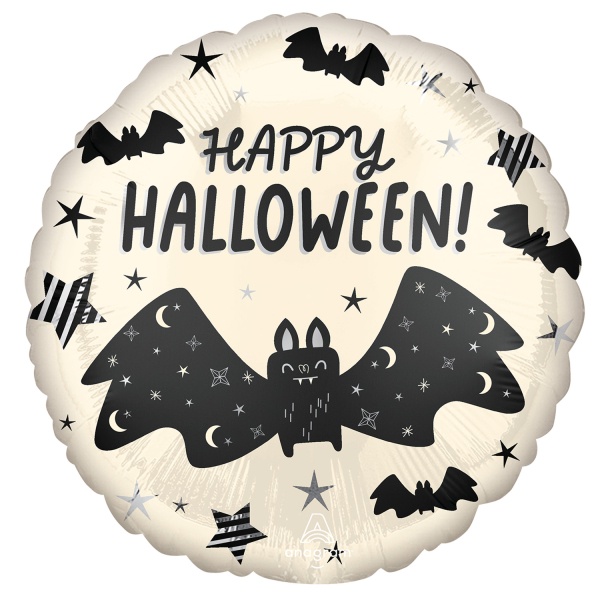 Foliový balonek Satin - netopýři Happy Halloween - 43 cm