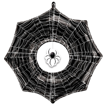 Obrázek Foliový balónek pavučina se zavěšeným pavoukem 83 cm x 81 cm