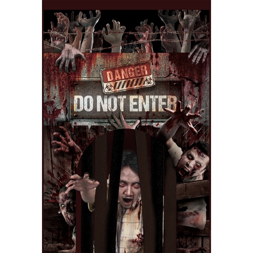 Levně Halloweenská dekorace na dveře se závěsem - Zombie