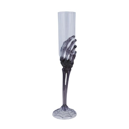 Picture of Plastová šampuska Halloween - Black Skeleton 25 cm