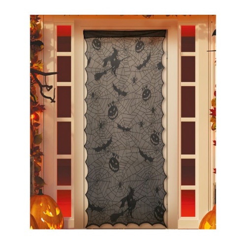 Levně Halloweenská dekorace na dveře - pavučina 194 x 100 cm