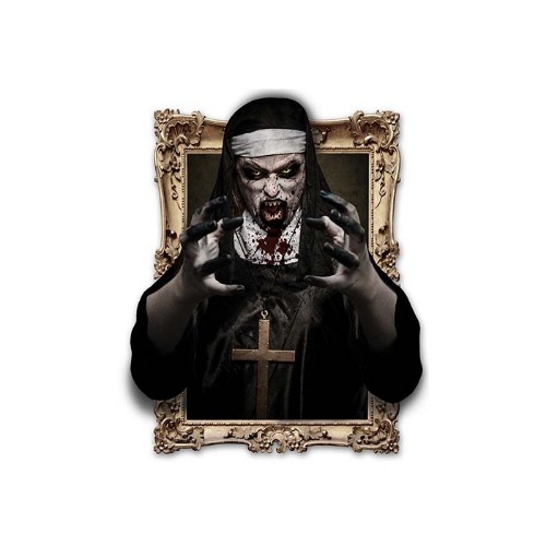 Halloweenská dekorace na zeď - zombie jeptiška