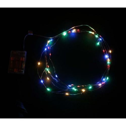 Levně Svítící řetěz na baterie 50 LED barevná 5 m