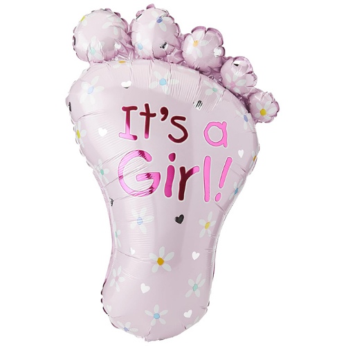 Levně Foliový balonek stopa Its a girl! 82 x 58 cm