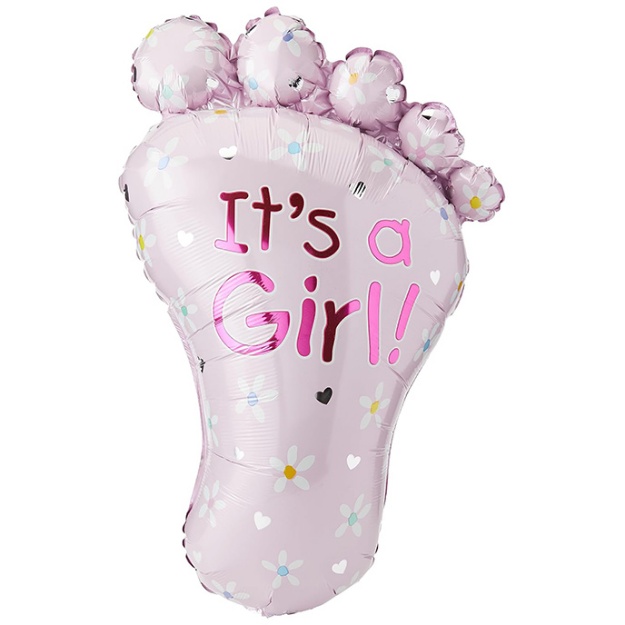 Obrázok z Fóliový balónik stopa Its a girl! 82 x 58 cm