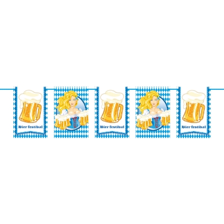 Picture of Plastic garland Oktoberfest with beer steins and waitress - 10 m