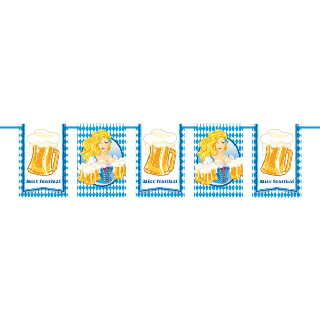 Obrázok z Plastová girlanda Oktoberfest s kríglami a čašníčkou – 10 m