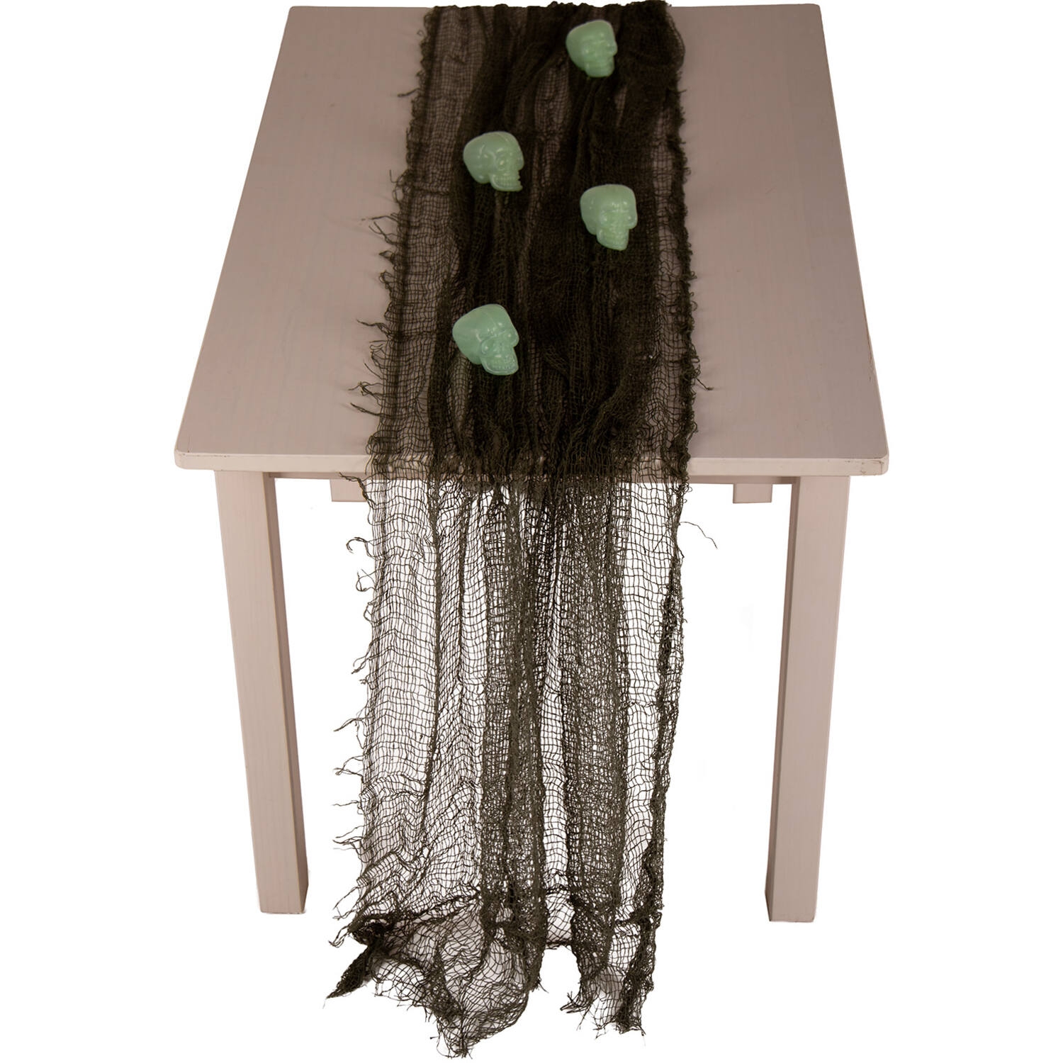 Halloweenská dekorace - stolová šerpa s lebkami