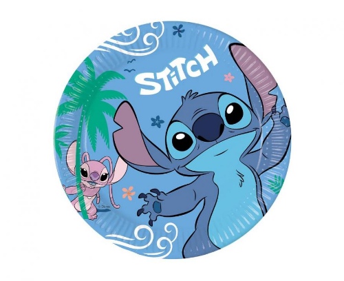 Levně Papírové talíře Stitch a Angel, 23 cm, 8 ks