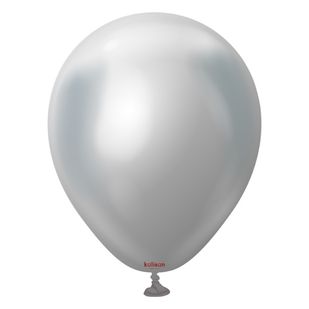 Obrázek z Balonky stříbrné Kalisan Mirror Chrome Silver 30cm/12" - 50 ks  