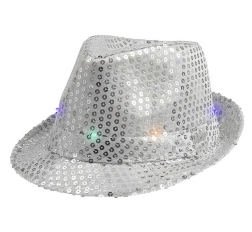 Levně Klobouk stříbrný s glitry