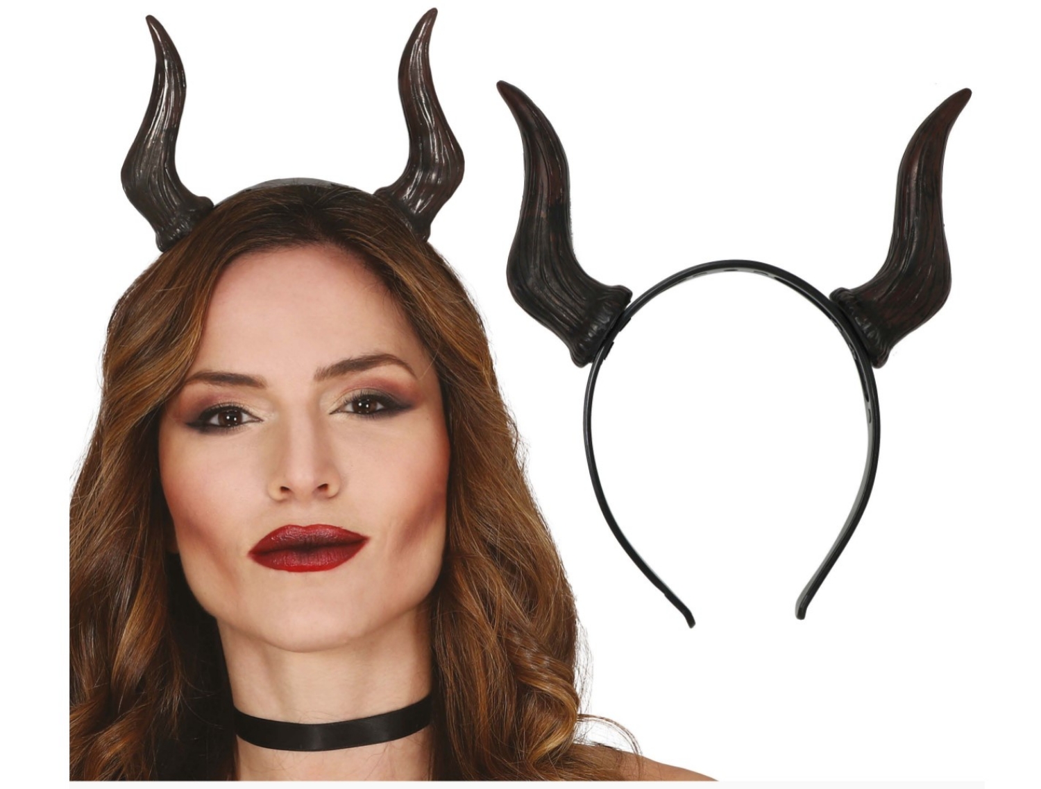 Čelenka - čertovské rohy zahnuté, černé - Fiestas Guirca