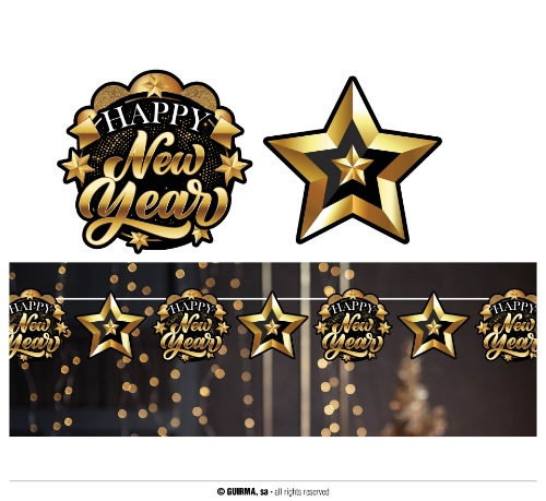 Levně Silvestrovská girlanda Happy New Year 300 cm