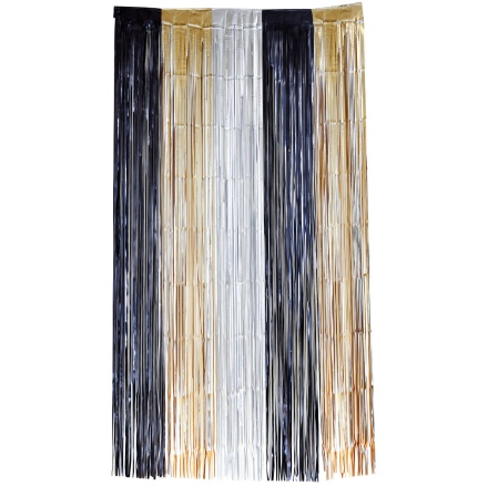 Picture of Party Curtain Black, Gold and Silver 2 x 1 m, with Adhesive