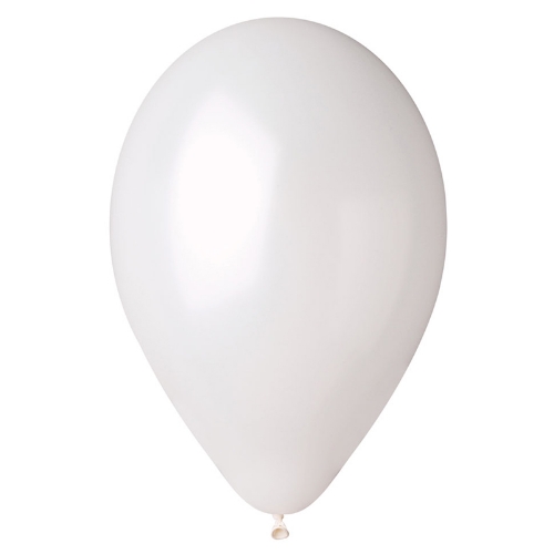 Levně Balonky Gemar metalic bílé 30 cm - 50 ks