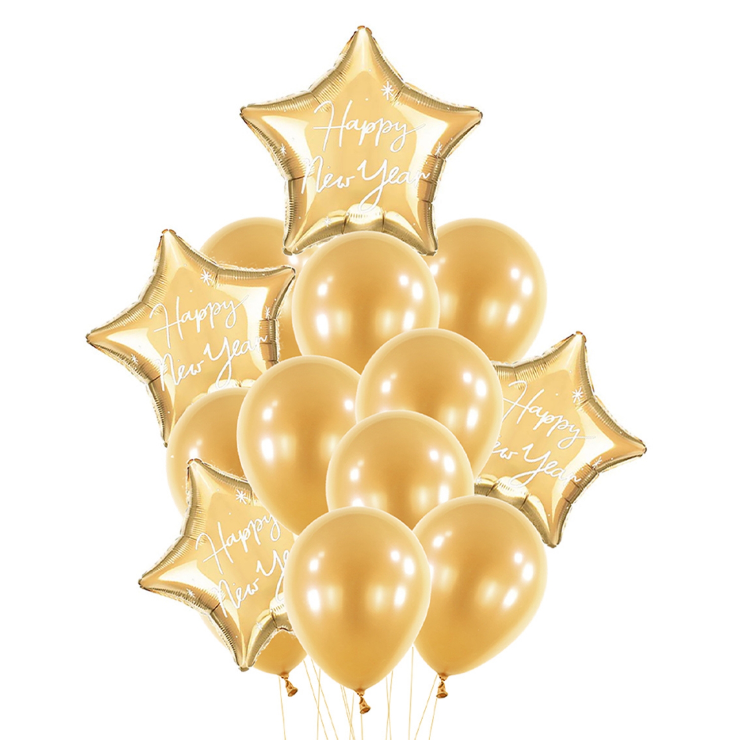 Sada balónků na silvestr - Happy New Year - zlatá 14 ks