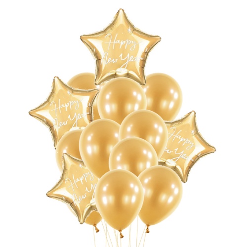 Levně Sada balónků na silvestr - Happy New Year - zlatá 14 ks