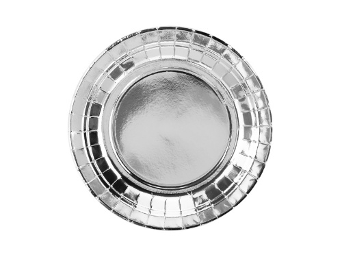 Papírové talíře metalické stříbrné 18 cm - 6 ks