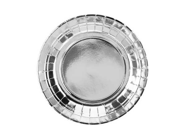 Papírové talíře metalické stříbrné 18 cm - 6 ks