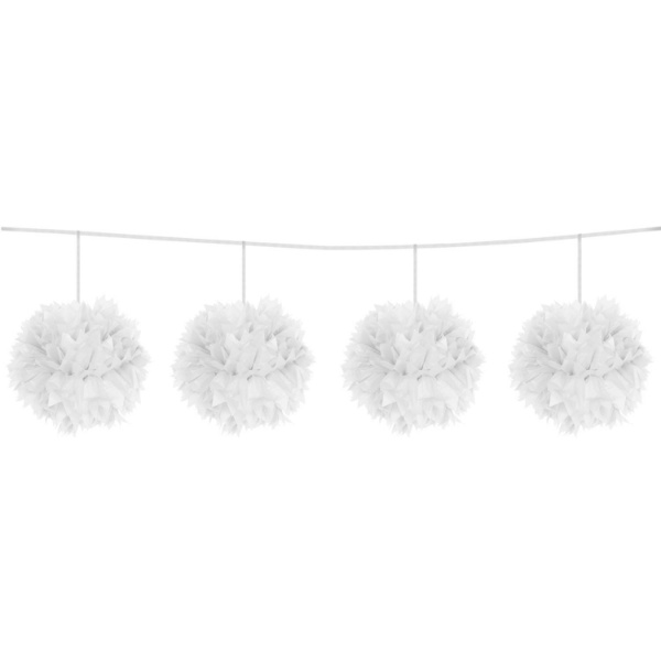 Pom Pom girlanda bílá - 3 m