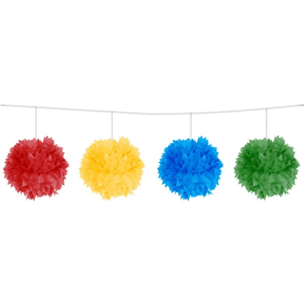 Barevná Pom Pom girlanda - 3 m