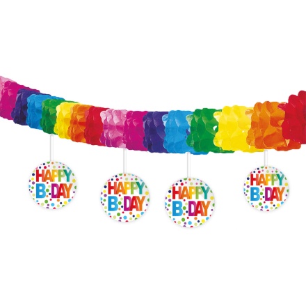 Obrázek Girlanda Happy Birthday - Barevné puntíky - 4 m