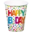 Obrázek Papírové kelímky Happy Birthday - Barevné puntíky 250 ml