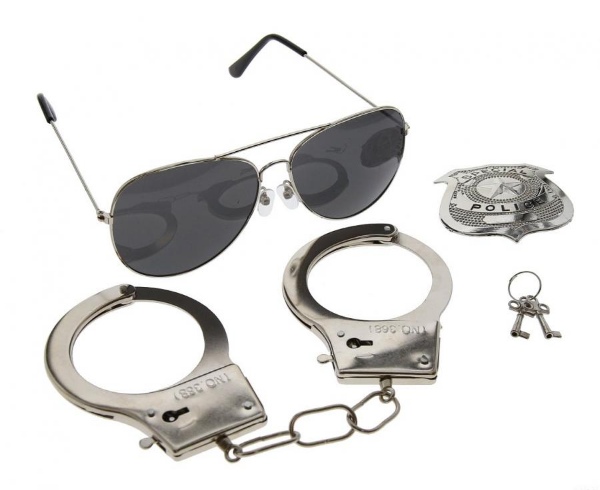 Sada doplňků Policista - brýle, pouta, odznak