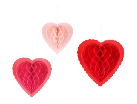 Picture of Hanging rosettes Hearts - 20 to 30cm, 3 pcs.