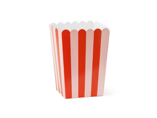 Krabičky na popcorn růžovo-červené - 6 ks
