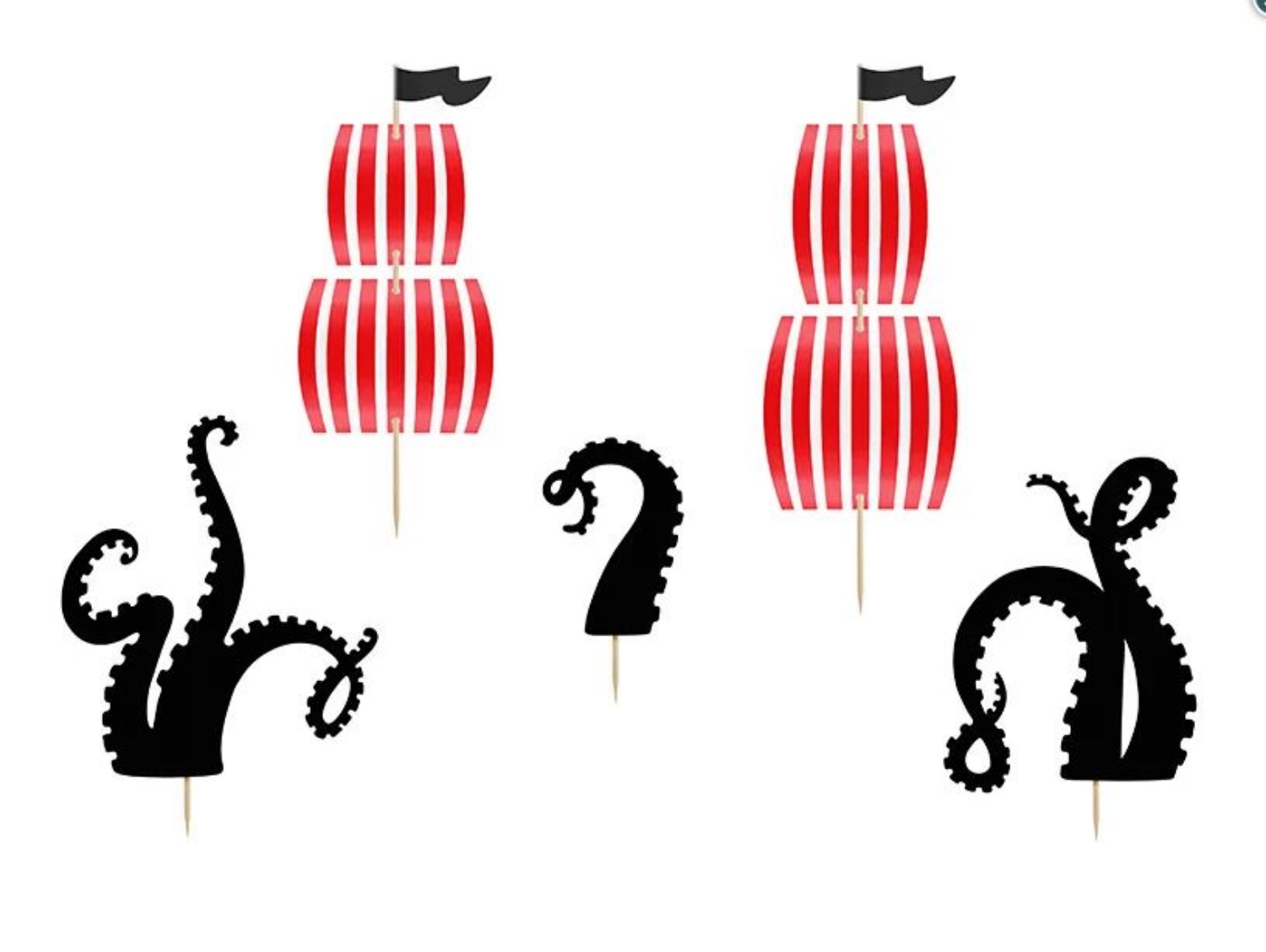 Dortové zápichy Pirátská párty – mix 13,5–21 cm