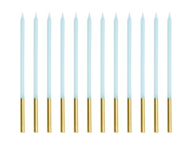 Obrázek z Narozeninové svíčky dlouhé, světle modré, 14 cm 