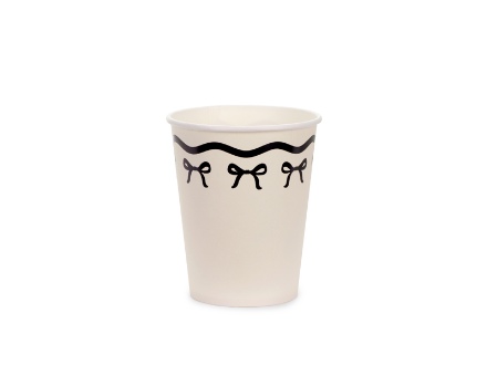 Picture of Cream Paper Cups with Black Bows, 220 ml