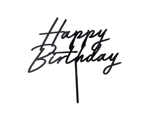 Levně Dekorace na dort Happy Birthday, černá
