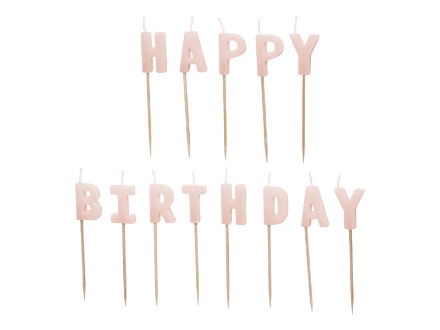 Obrázek Narozeninové svíčky Happy Birthday, 2,5 cm, růžové